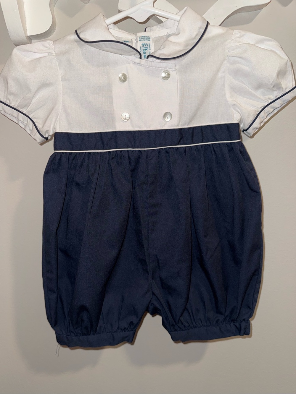 Feltman Bros Navy and White Baby Bubble Romper